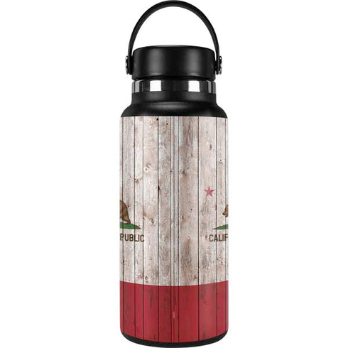 California Flag Dark Wood Hydro Flask 32oz Wide Mouth Skin